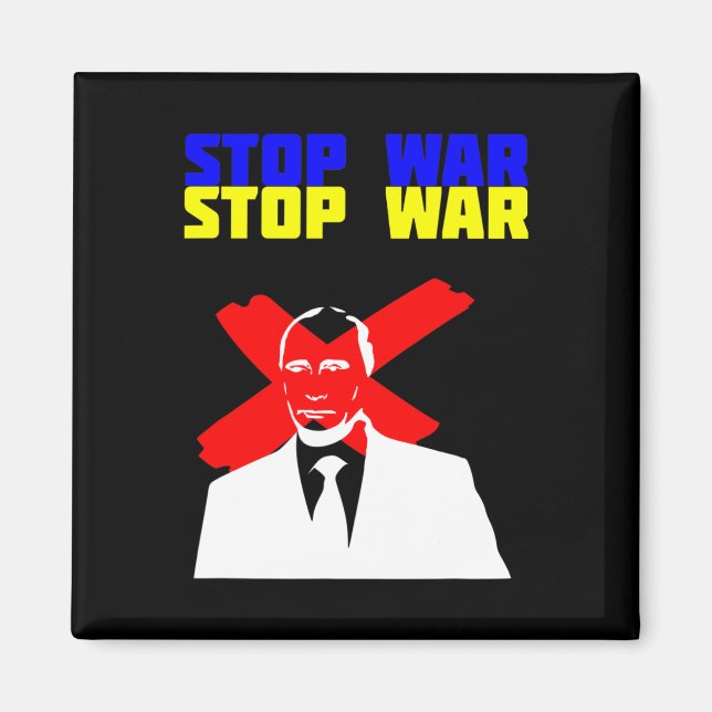 Stop War Anti Putin Face Ukrainian Flag  Magnet (Front)