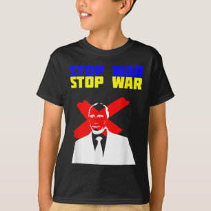 Stop War Anti Putin Face Ukrainian Flag T-Shirt