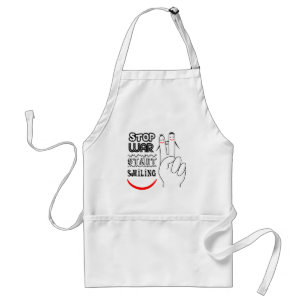 Stop War Big Smile Two Finger Peace Symbol Standard Apron