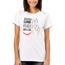 Stop War Big Smile Two Finger Peace Symbol