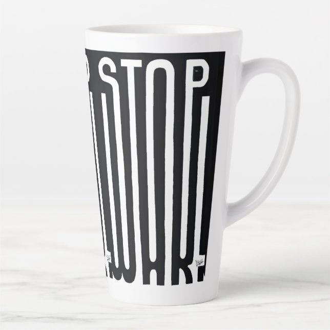 Stop War Black And White Motif Latte Mug (Right)