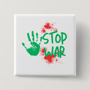 Stop War – Bold Handprint Anti-War Graphic Design 15 Cm Square Badge