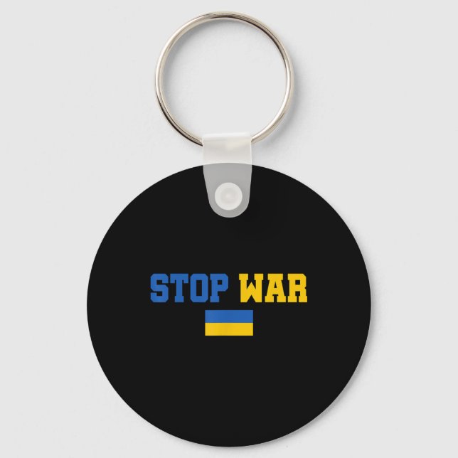 Stop War I Stand With Ukraine Flag Support Ukraine Key Ring (Front)