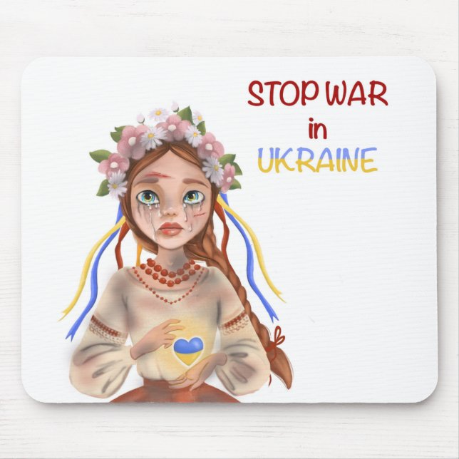 stop war in Ukraine Girl Mouse Pad (Front)