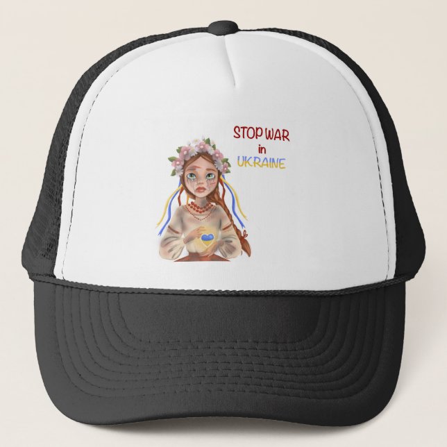 stop war in Ukraine Girl Trucker Hat (Front)