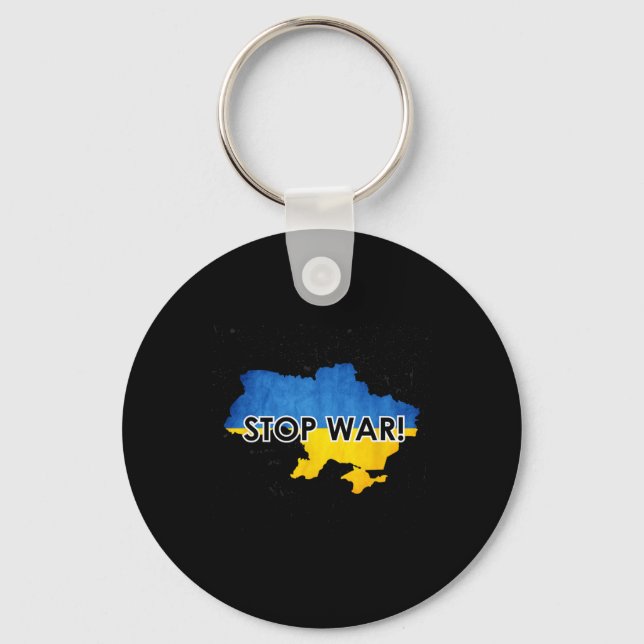 Stop War In Ukraine Support Ukrainians No War  Key Ring (Front)