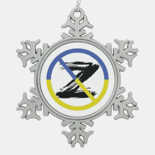 Stop war in Ukraine Throw Pillow Snowflake Pewter Christmas Ornament