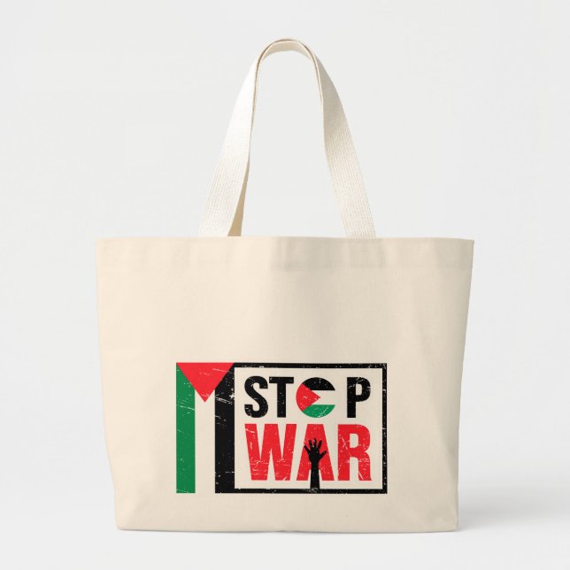 Stop War - Palestinian Lives Matter - Freedom Free Large Tote Bag (Front)