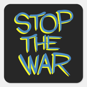 stop war peace symbol ukraine flag text message square sticker