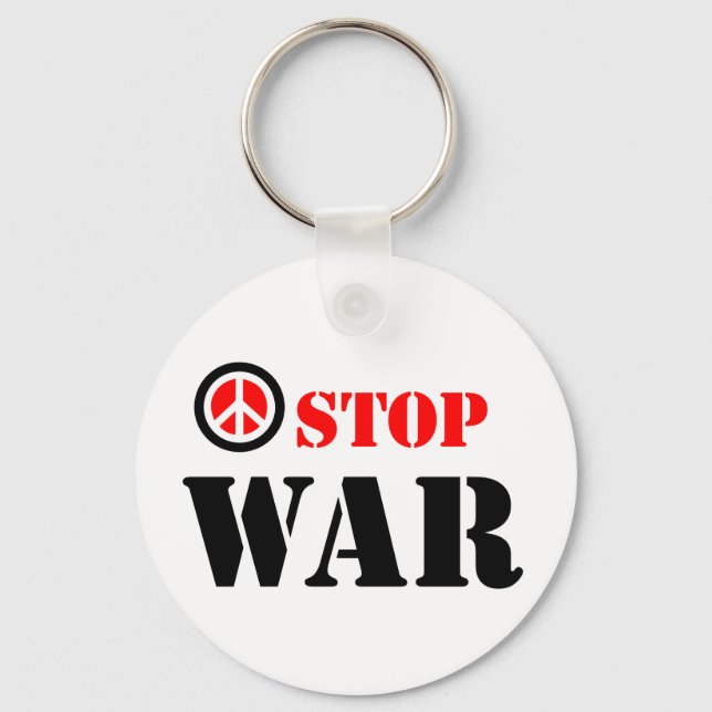 Stop war slogan key ring (Front)