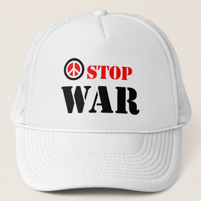 Stop war slogan trucker hat (Front)
