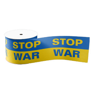 Stop War Ukraine Ukrainian Grosgrain Ribbon