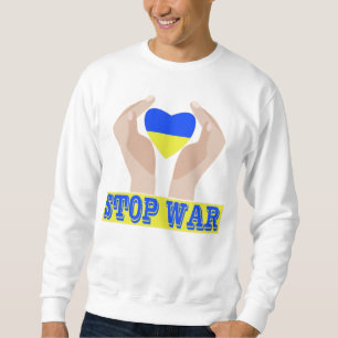 Stop war Ukrainian flag heart in hands Sweatshirt