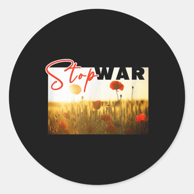 Stop War With Poppy  Classic Round Sticker (Front)