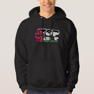 Stop Wars Palestine Flag text Typography design Hoodie