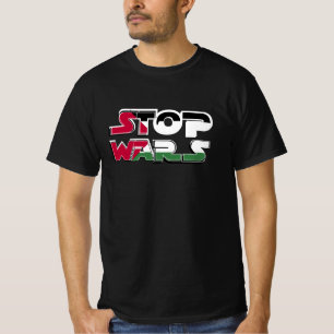 Stop Wars Palestine Flag text Typography design T-Shirt