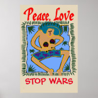 Stop Wars, Peace Love, Rasta Man Poster