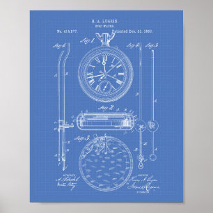 Stop Watch 1889 Patent Art Blueprint Poster