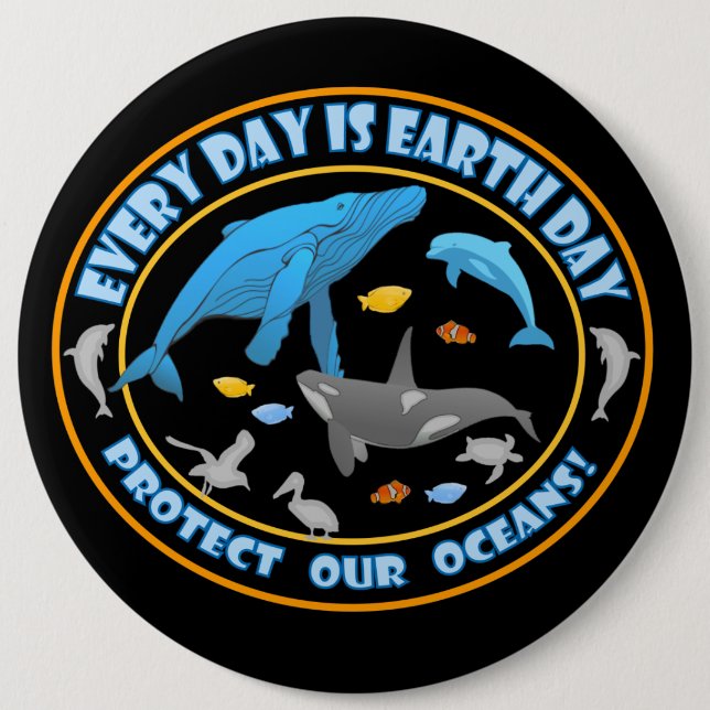 Stop Whale Hunting 6 Cm Round Badge (Front)