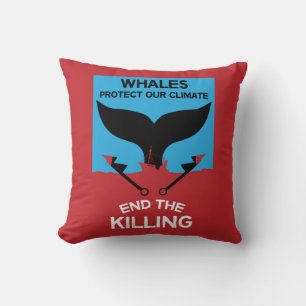 Stop Whale Hunting   Ban Whaling Marine Protection Cushion