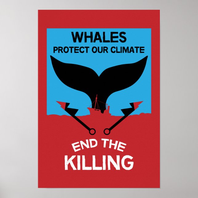Stop Whale Hunting | Ban Whaling Marine Protection Poster (Front)