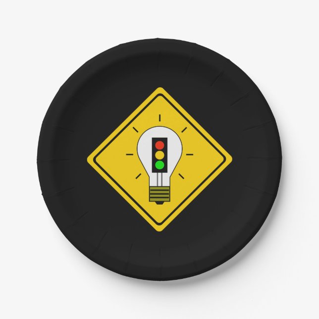 Stoplight Lightbulb Ahead Paper Plate (Front)