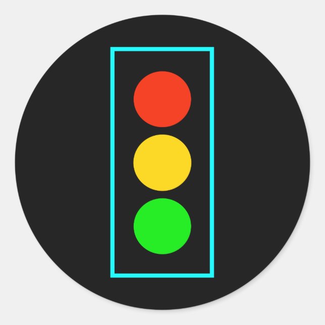 Stoplight with Light Blue Border Classic Round Sticker (Front)