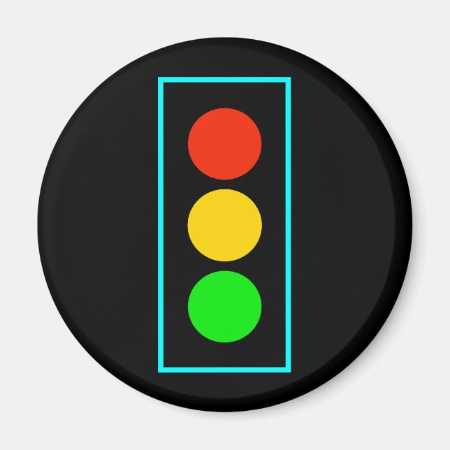 Stoplight with Light Blue Border Magnet (Front)