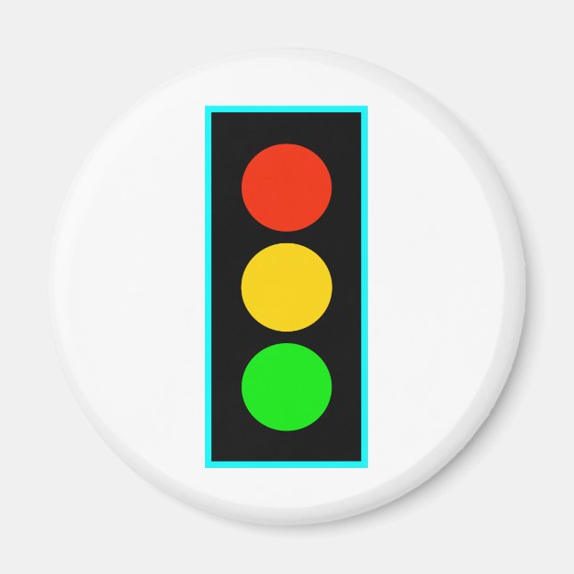 Stoplight with Light Blue Border Magnet (Front)