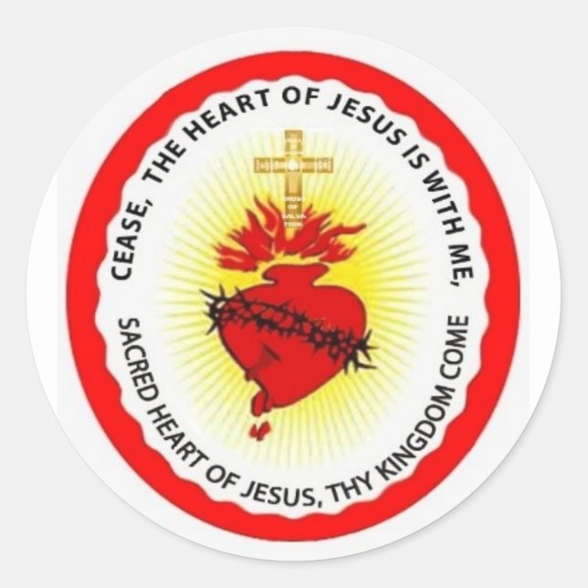 Stopper Sign / Shield Sacred Heart of Jesus Classic Round Sticker (Front)