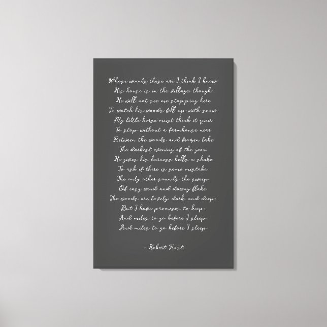 Stopping by Woods on a Snowy Evening, Robert Frost Canvas Print (Front)