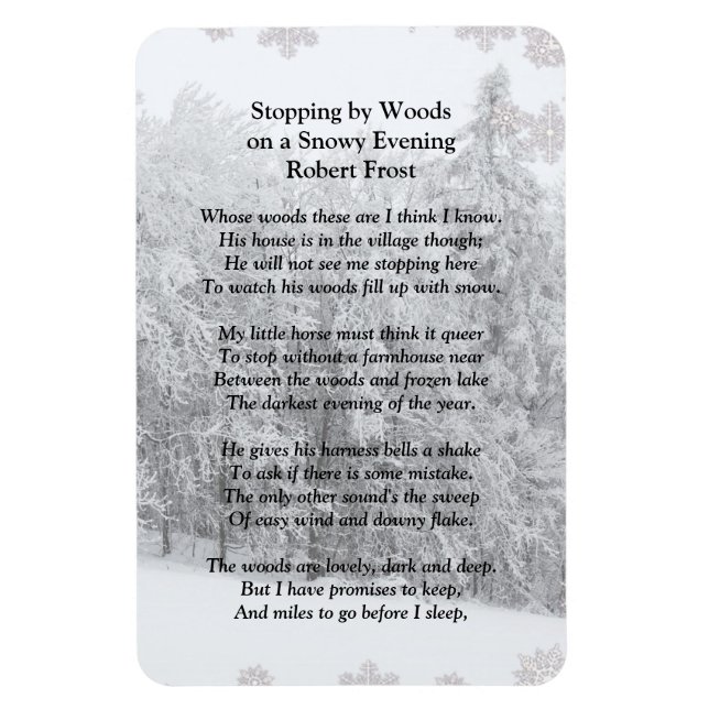 Stopping by Woods Snowy Evening Robert Frost Poem Magnet (Vertical)