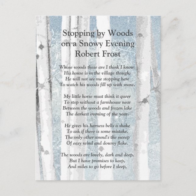 Stopping by Woods Snowy Evening Robert Frost Poem Postcard (Front)