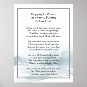 Stopping by Woods Snowy Evening Robert Frost Poem Poster