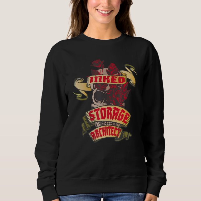 Storage Architect Inked Skull & Red Roses Tattoo Sweatshirt (Front)