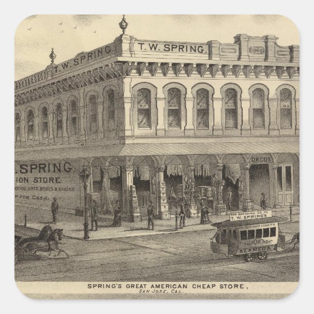 Store, brewery, San Jose Square Sticker (Front)