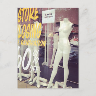 Store Closing Window Mannequins New York City NYC Postcard
