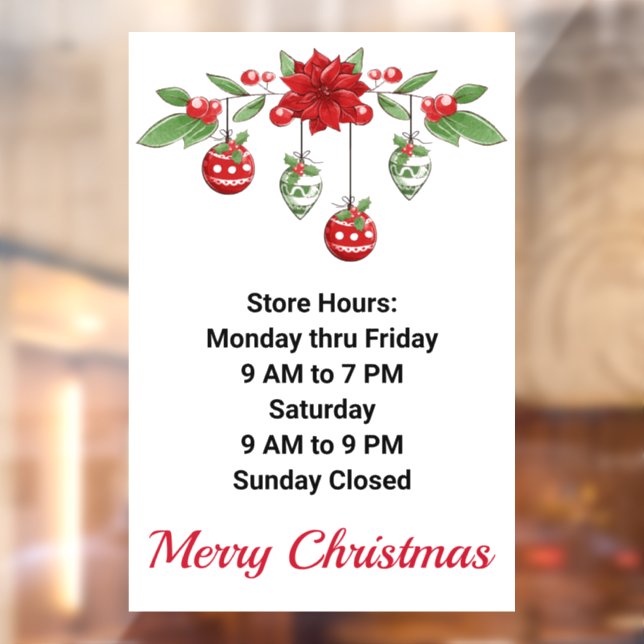 Store Hours Christmas Holiday Motif Custom Text (Sheet 2)