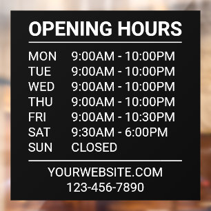 Store Hours Opening Hours Minimalist Black