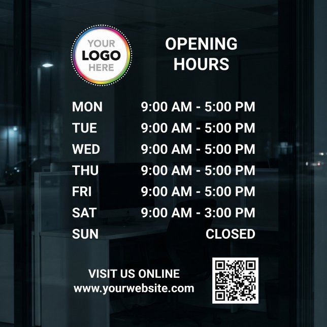 Store Opening Hours Signage With QR Code - Modern (Creator Uploaded)