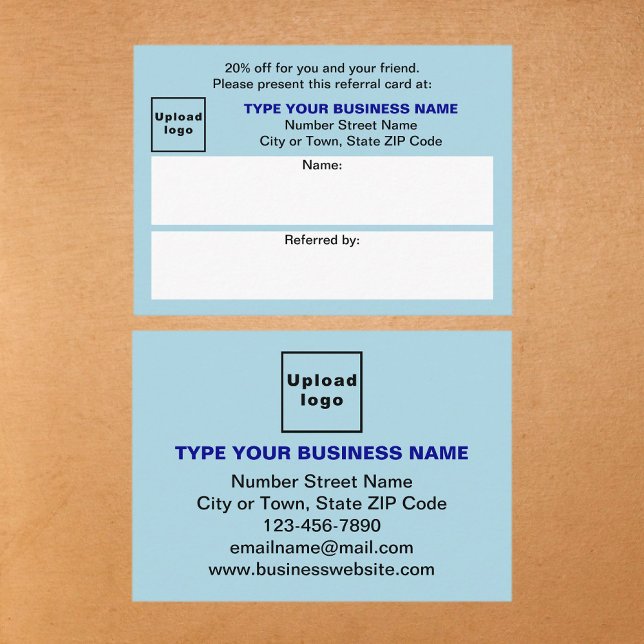 Store or Shop Business Light Blue Referral Card (Business light blue referral card for for your customers and their family, relatives or friends.)