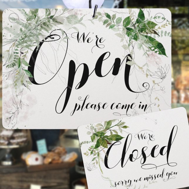 Store Window Soft Greenery Open Closed Sign (Creator Uploaded)