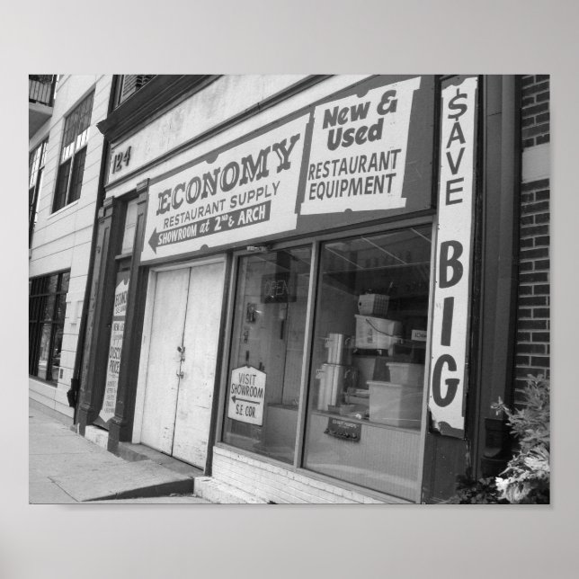 Storefront Philadelphia Black And White Photo Poster (Front)