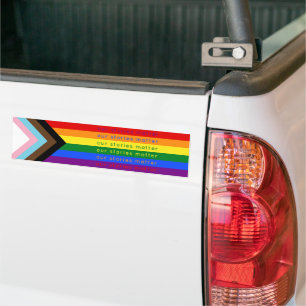 Stories Matter Gay Pride Intersection Rainbow Flag Bumper Sticker