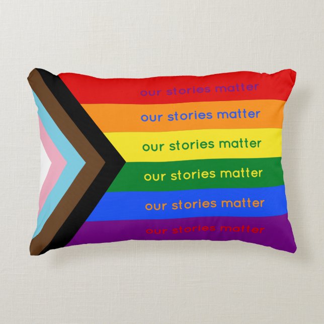 Stories Matter Gay Pride Intersection Rainbow Flag Decorative Cushion (Front)
