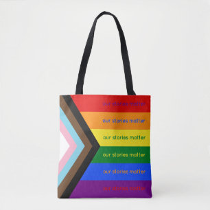 Stories Matter Intersectional Pride Flag Rainbow Tote Bag