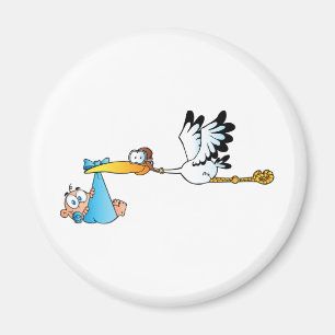 Stork and Baby Boy Magnet