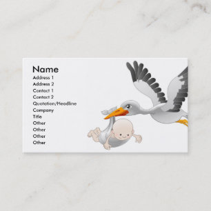 Stork and baby business card