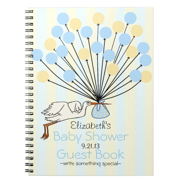 Stork and Balloons Baby Shower Guest Book (Front)