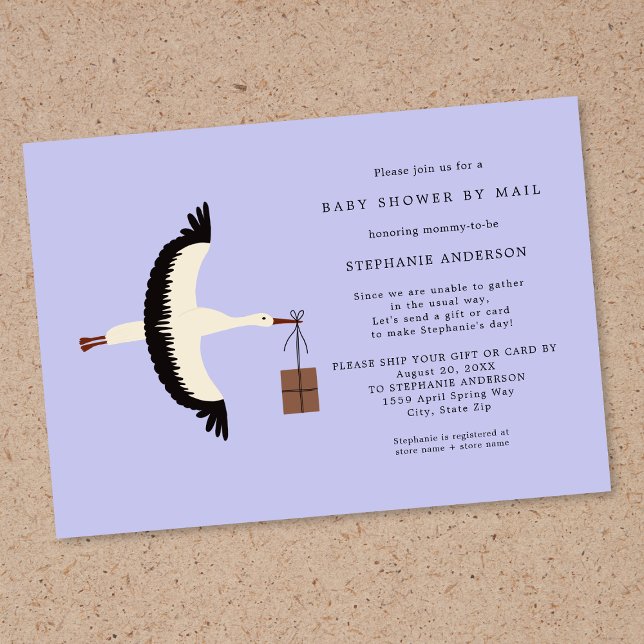 Stork and package Baby Shower by mail Invitation (Creator Uploaded)